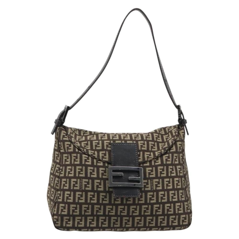 Fendi Zucchino Mamma Baguette Shoulder Bag Black